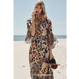 NWT HTF ANTHRO Bl-nk brand Zadie Leopard Maxi Dress size XS